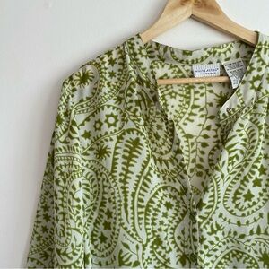 2/$16 White Stag Olive Green Paisley Patterned Blouse